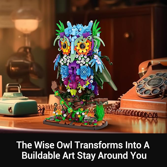 Sillbird Flower Owl Building Sets for Adults Creative Gift Ideas for Women Men Mom Her Girlfriend Wife Home Decor Display or Table Centerpieces - Buildable Floral Animals Botanical Model Collection
