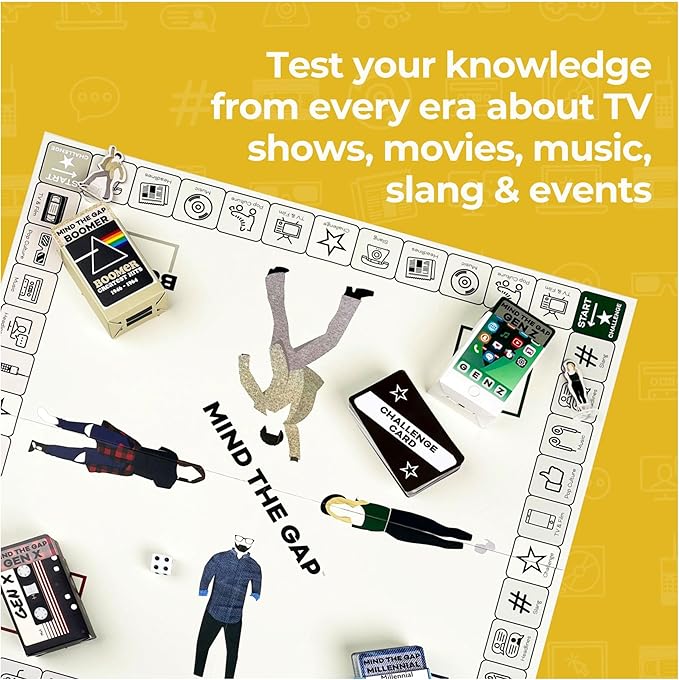 Spin Master Games Mind The Gap Deluxe Trivia Game A Board Game for All Generations Play on Thanksgiving Friendsgiving Birthdays &amp Family Nights 2-12 Players for Ages 10 &amp Up