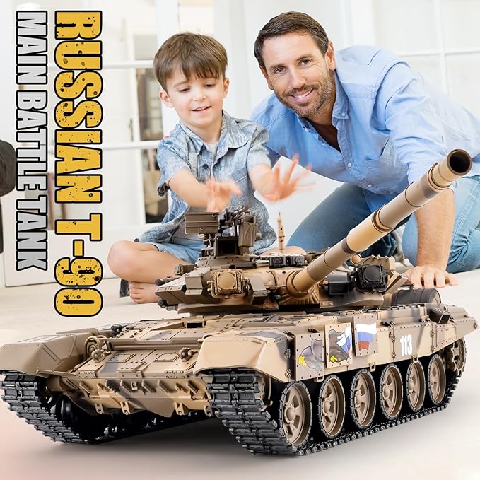 RC Tank Russian T-90 Main Battle Tank 1/16 2.4ghz Remote Control Vehicle with Sound &amp Light for Ages 14+