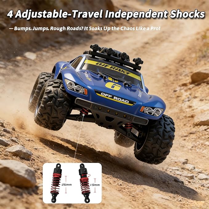 Remote Control Cars 1:18 RC Cars for Adults 40KM/H High-Speed RC Truck 4X4 All-Terrain Remote Control Truck RC Buggy with 2 Batteries IPX4 Waterproof 2.4GHz Remote Head Lights