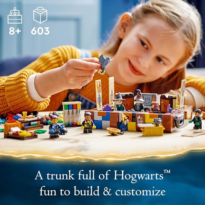 LEGO Harry Potter Hogwarts Magical Trunk Luggage Set Building Toy Idea for Kids Customizable Toy Girls &amp Boys with Movie Minifigures and House Colors 76399