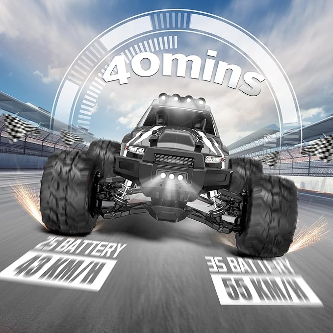 Evmore 1/16 Brushless RC Cars for Adults &amp Boys Fast 34 Mph Electric 4WD High Speed RC Car All-Road Remote Control RC Truck with Two 2S Lipo Batteries Compatible with 3S Lipo