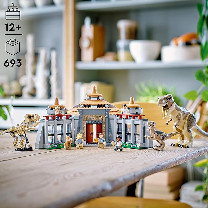 LEGO Jurassic Park Visitor Center: T. rex &amp Raptor Attack 76961 Buildable Dinosaur Toy Gift for Teens and Kids Aged 12 and Up Including a Dino Skeleton Figure 6 Minifigures and More
