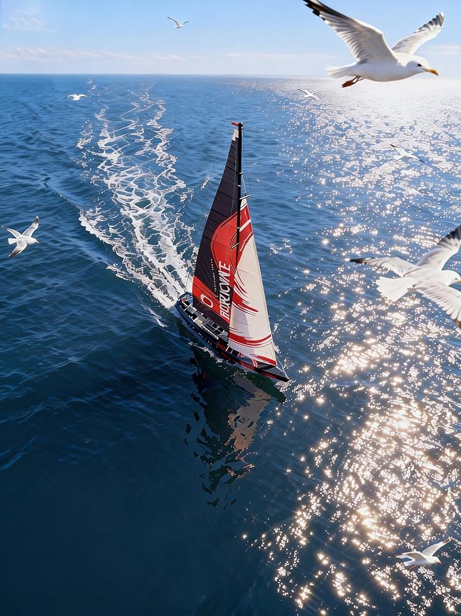 84” Inch Remote Control Boat RC Pre-Assemble Sailboat Accessories Kits 2.4G Electric Boat Sail Watercraft for Adults Boys (L)