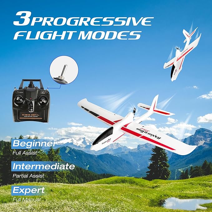 28℃ RC Plane Ranger600 4 Channel Glider Remote Control Airplane 2.4Ghz Ready to Fly RC Airplane Xpilot Stabilization System &amp One Key Aerobatic for AdultsKidsBeginners