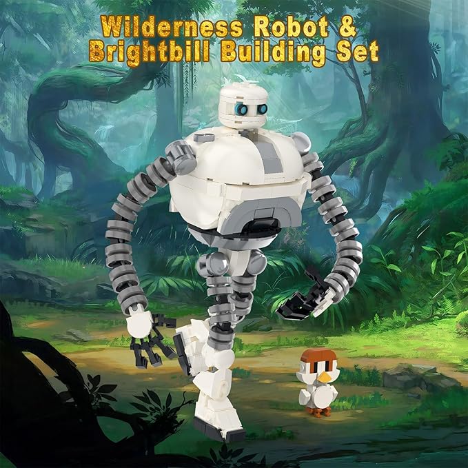 Wildarness Robot &amp Brightbill Building Set for Boys Age 6+ Wild Adventure Cartoon Robot Action Figure Model Toy Movie Fans Creative Collection Gifts for Christmas Birthday Children's Day 365 Pc