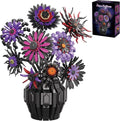 Flower Bouquet Building Blocks Set with Vase Purple Sunflower Brick Flowers DIY Artificial Flower Decor Building Toy for Adults Desk Home Decoration Gift for Women