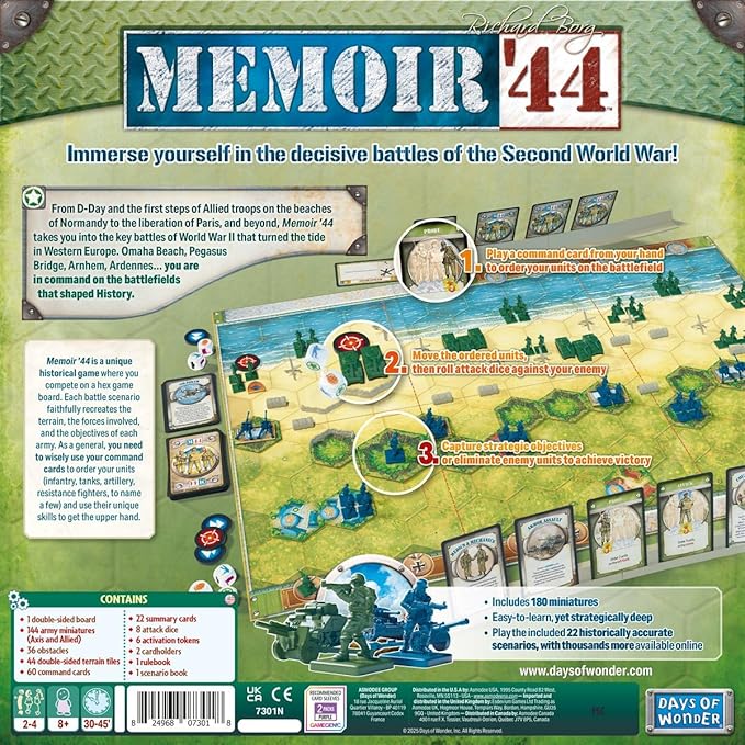 Memoir '44 Board Game - WWII Historical Board Game of Epic Battles! Tabletop Miniatures Strategy Game for Kids &amp Adults Ages 8+ 2-8 Players 30-60 Minute Playtime Made by Days of Wonder