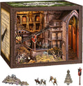 Book Nook Kit DIY Doll House Booknook Miniature Kit for Bookshelf Doll Houses for Adults Teen Halloween 3D Wooden Puzzle Bookends with Led Light and Dust Cover (Robin Hood)