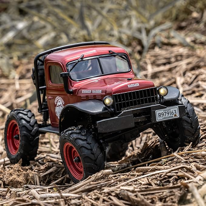 BEEZRC FMS RC Crwaler 1/24 Scale FCX24 Power Wagon RTR 4WD 2.4GHz 3CH Offroad RC Car Model Vehicle Hobby Grade Remote Control Car (Red)