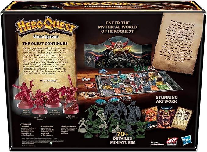 Hasbro Gaming Avalon Hill HeroQuest Game System Tabletop Board GameImmersive Fantasy Dungeon Crawler Adventure Game for Ages 14 and Up2-5 Players