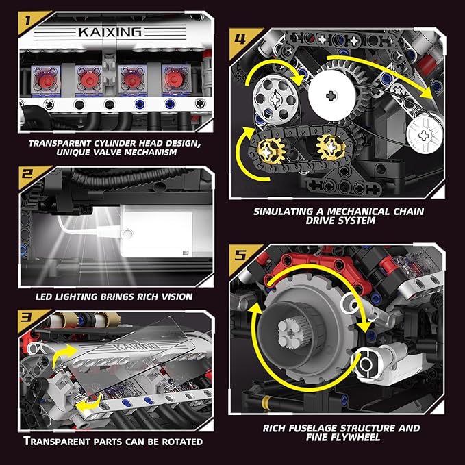 V8 Engine Building Set Mini Model Kit That Runs Technic with APP Control Motor &amp Light Collectible Engineering for Adults Boys 14+