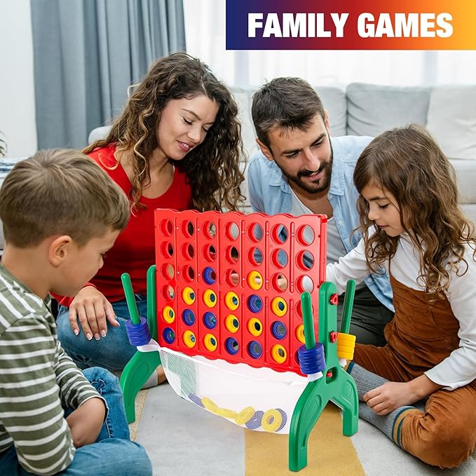 1.9 Feet Giant 4 in A Row Game Jumbo 4-to-Score Connect Game Set for Kids &amp Adults Outdoor Yard Lawn &amp Indoor Floor Play Family Game Night &amp Party Board Games Grand Birthday Easter Gif