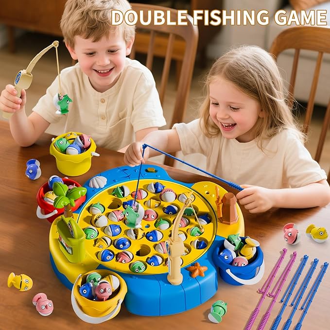 66 PCS Magnetic Fishing Game for Kids Toddlers 3-5 Board Game for Kids 4-6 1-8 Players Fishing Toys for Boys 3 4 5 6 7 8 Year Old with 360° Rotation Ideas Birthday Gifts for 3 4 5 6 7 8 Year Old