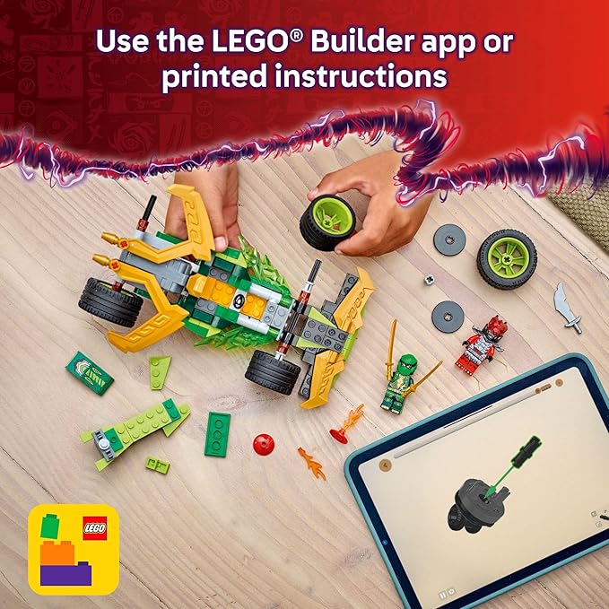 LEGO NINJAGO Lloyd's Pull-Back Race Car Toy - Building Toy for Pretend Play for Boys and Girls Ages 7+ - Toy Car for Kids with 2 Minifigures - Gift Idea for Birthdays - 71828