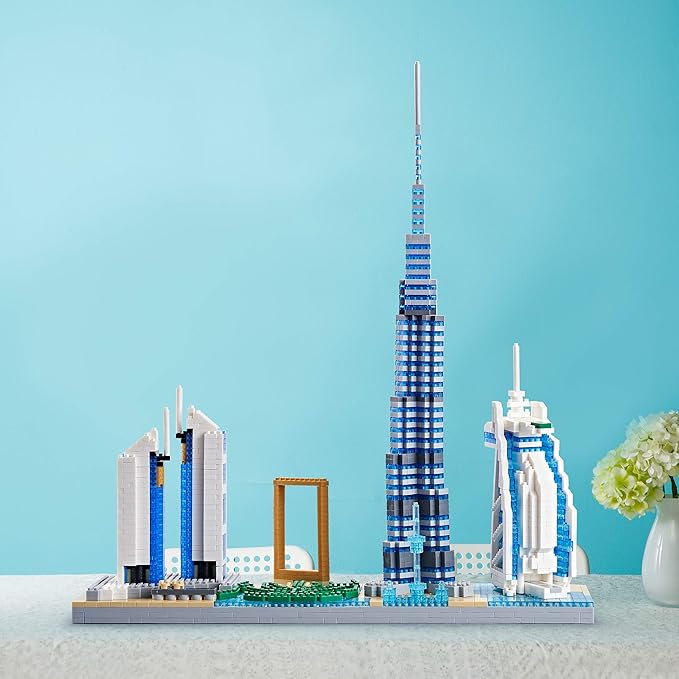 World Famous Landmarks Architecture Skylines Series Dubai Skyline Micro Building Blocks Set for Adult Age of 14+ Assembly Construction 3D Present Kit 2545 pcs