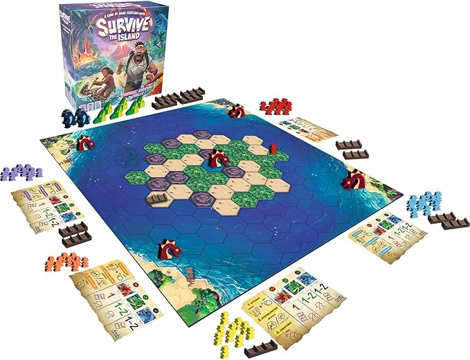 Asmodee Survive The Island Board Game (2024 Edition) - Thrilling Escape Adventure with New Monsters Fun Strategy Game for Kids &amp Adults Ages 8+ 2-5 Players 45 Minute Playtime