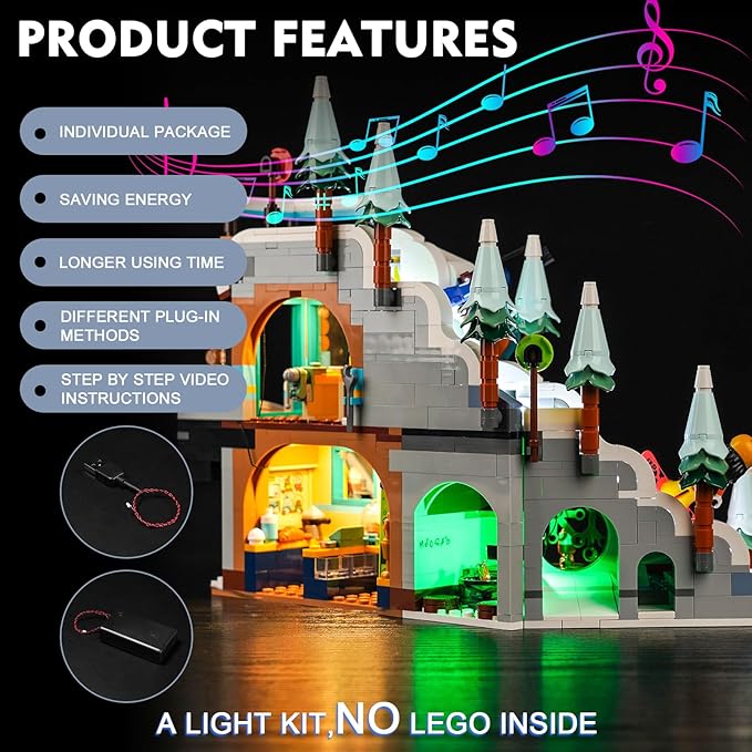 BrickBling LED Light Kit Compatible with Lego Holiday Ski Slope and Café Music Version Light Compatible with Lego 41756-No Model Included