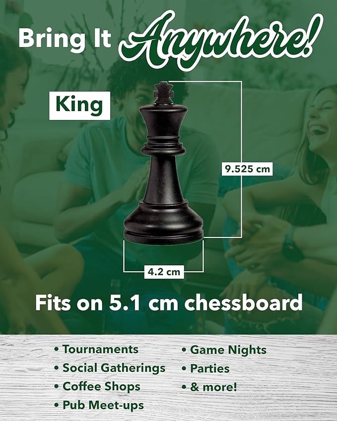 WE Games Bobby Fischer Ultimate Chess Pieces Set Staunton Plastic Tournament Chess Set - Extra Queens Triple Weighted