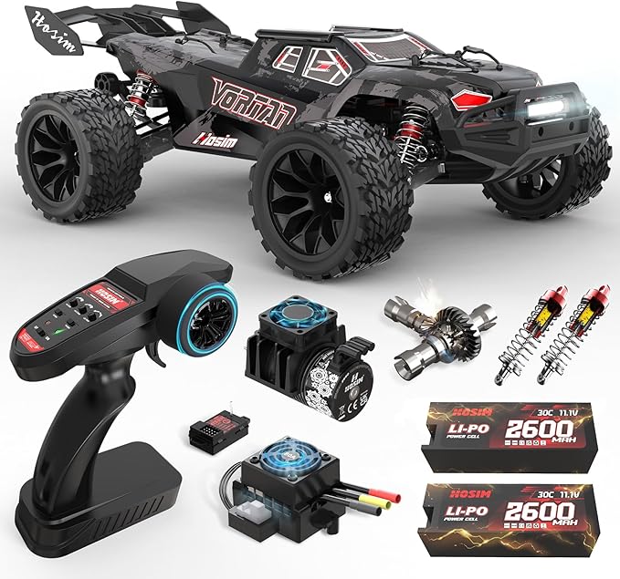 Hosim Mini 1/8 RC Truck for Adults Fast 50+mph Vortan Electric RTR Brushless RC Cars All Terrain 4WD Off Road Hobby RC Car Waterproof Remote Control Car for Snow/Sand/Beach Toy Gift with 3S Battery