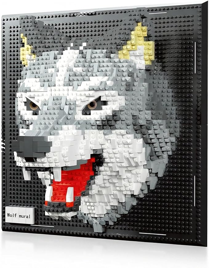 Wolf 3D Wall Art Micro Mini Building Blocks Set for Adults Animal Display Model for Wall or Tabletop Decor 2214 Pieces Micro Bricks with Instructions Creative Gift for Teens &amp Adult