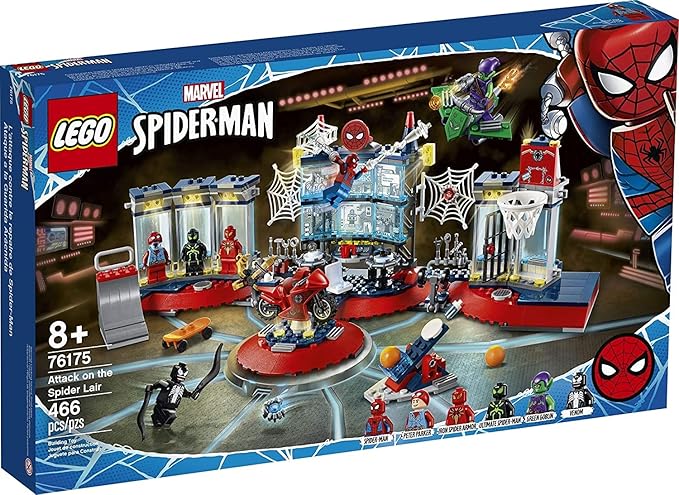 LEGO Marvel Spider-Man Attack on The Spider Lair 76175 Cool Building Toy Featuring The Spider-Man Headquarters Includes Spider-Man Green Goblin and Venom Minifigures