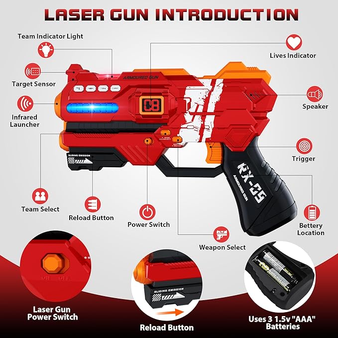 Laser Tag Guns Set of 4 Laser Tag Guns with Digital LED Score Display VestsGifts for Teens and Adults Boys &amp GirlsAdults and Family FunGift for Kids Ages 8 9 10 11 12+Year Old Boy