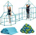 132 Piece Fort Building Kit - Indoor Play Engineering Set with Connecting Sticks &amp Balls - Creative STEM Building Toys for Kids Play Spaces Tents &amp Hideouts