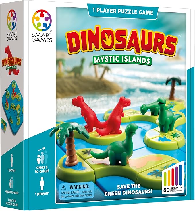 SmartGames Dinosaurs – Mystic Islands Logic Puzzle STEM Game with 80 Challenges for Ages 6+