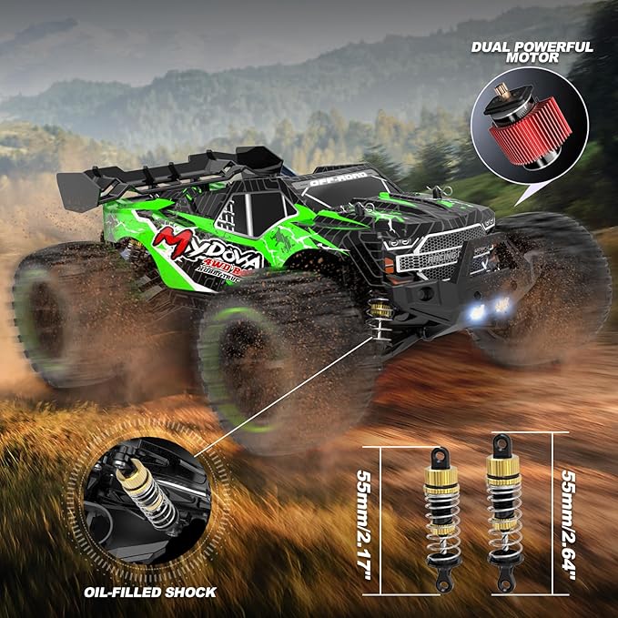 1:14 Scale RC Cars for Adults 40+KPH High Speed Remote Control Car RC Truggy 4x4 Off-Road Remote Control Truck All Terrain Waterproof Electric Car for Snow Sand Beach with 2 x 2S Batteries