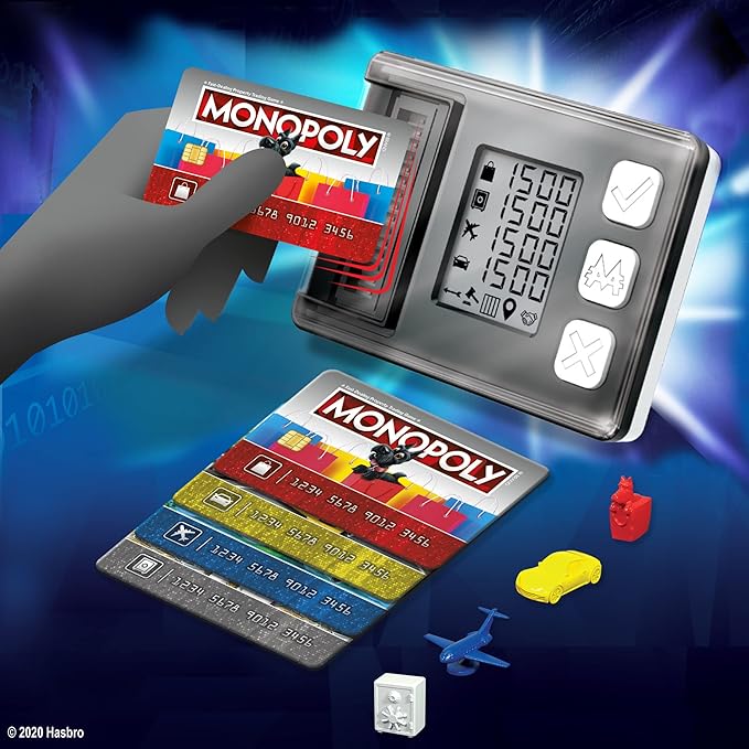 Hasbro Gaming Monopoly Super Electronic Banking Board Game Electronic Banking Unit Choose Your Rewards Cashless Gameplay Tap Technology for Ages 8 and Up