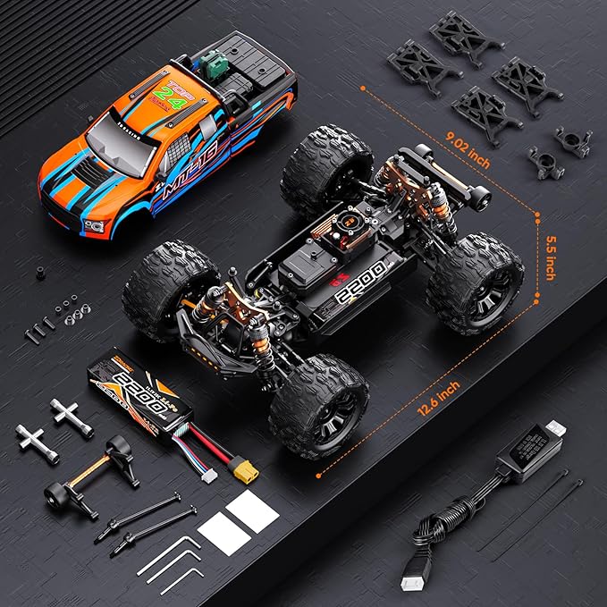 ZD Racing MT-16 1/16 50MPH Brushless 4WD RC TruckUpgradeable All-Terrain Remote Control Cars with 3S BatteryWaterproof Fast Off-Road RC Truggy for AdultsSuitable as Gift for Snow/Sand Adventures