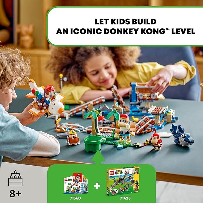 LEGO Super Mario Diddy Kong's Mine Cart Ride Expansion Set 71425 Collectible Building Toy with Brick Built Funky Kong Figure Super Mario Gift Set for Kids Ages 8-10 to Combine with a Starter Course