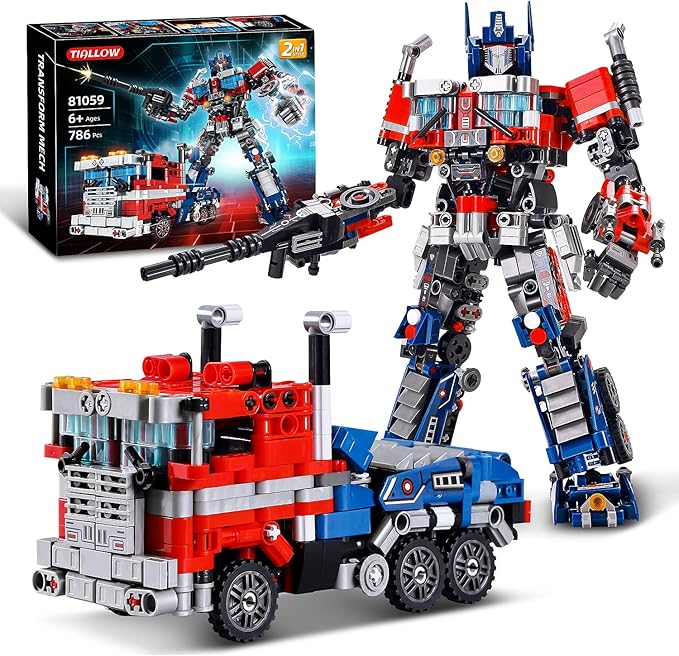 Transform Sets Robot Building Block Toys2 in 1 STEM Robotics Transforming Truck Mech Building kitCompatible with LegoChristmas Birthday Gift for Adults Boys Age 8-12 (Blue)