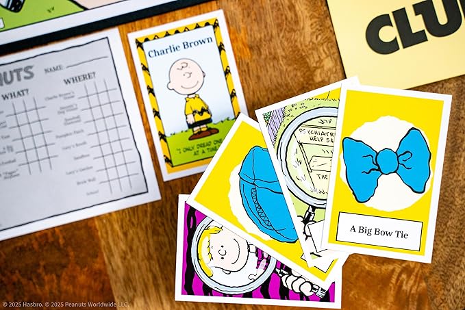 CLUE: Peanuts Board Game Solve The Mystery of Linus's Missing Blanket with Charlie Brown Snoopy &amp Friends Explore Iconic Locations Like Lucy’s Booth &amp Charlie’s House Officially Licensed