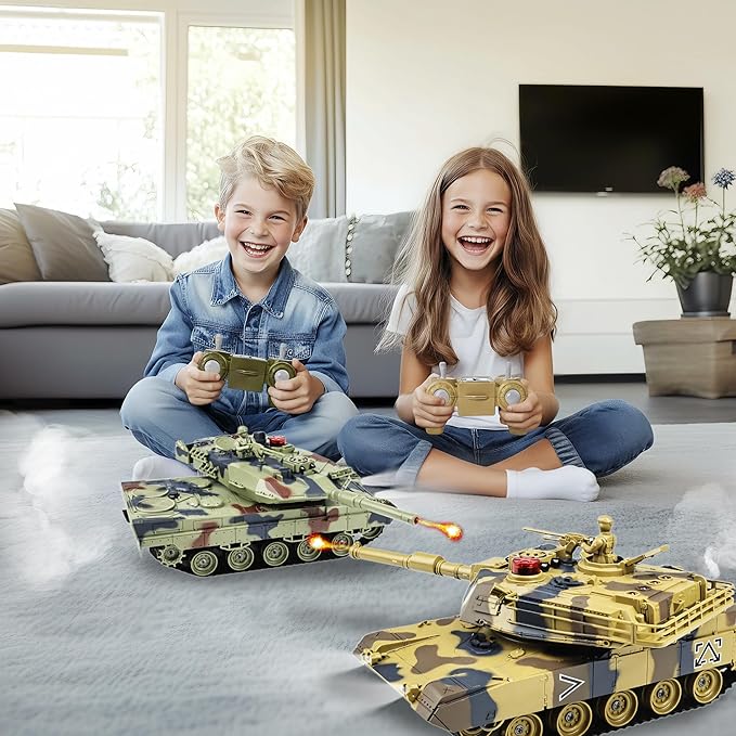 KAIM 1/24 RC TankRemote Control Tank for Boys with Smoke Lights &amp Sounds2.4GHz US M1A2 Abrams Army ModelMilitary Toys Gift for Kids Ages 6+
