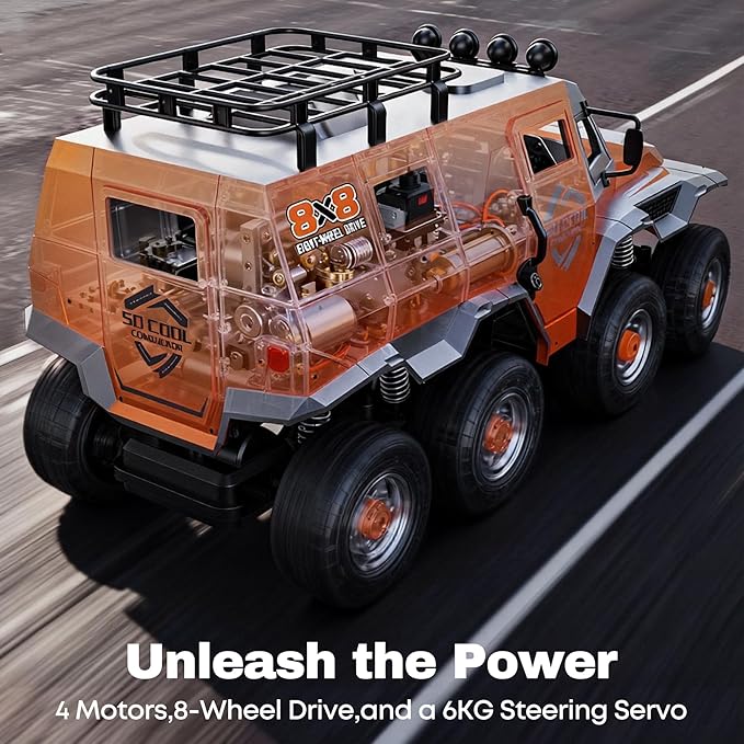 Amphibious Remote Control Car 1:10 Large 8x8 Monster Truck for Adults Boys All Terrains Off Road Waterproof RC Truck Toy Gift