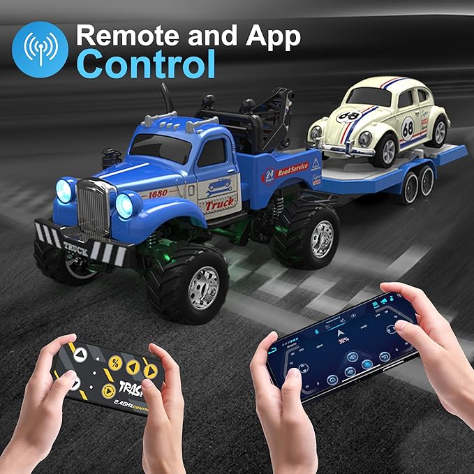 MOONTOY 1:64 Scale Mini Alloy Truck RC Car with LED Lights 2.4Ghz Remote and App Control Toy Car 3-Speed Adjustment Pocket Toy Car for Kids 4-8 Years and Adults (Pink)