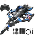 BEZGAR RC Plane | 2.4GHZ Remote Control Airplane Mini Stunt Plane Helicopter 360° Flip Fighter Jet Toy with Colorful LED Navigation Lights Blue Toys for ages 8-13