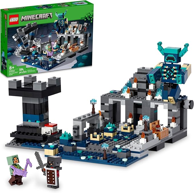 LEGO Minecraft The Deep Dark Battle Set 21246 Biome Adventure Toy Ancient City with Warden Figure Exploding Tower &amp Treasure Chest for Kids Ages 8 Plus