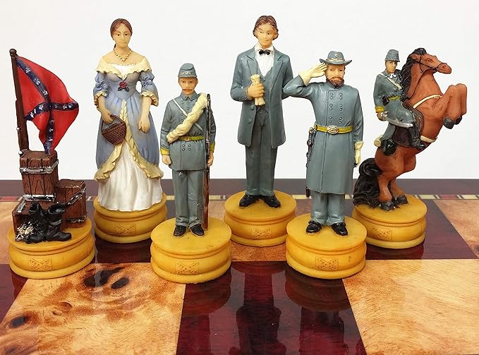 HPL US American Civil War Queens Set of Chess Men Pieces Hand Painted - NO Board