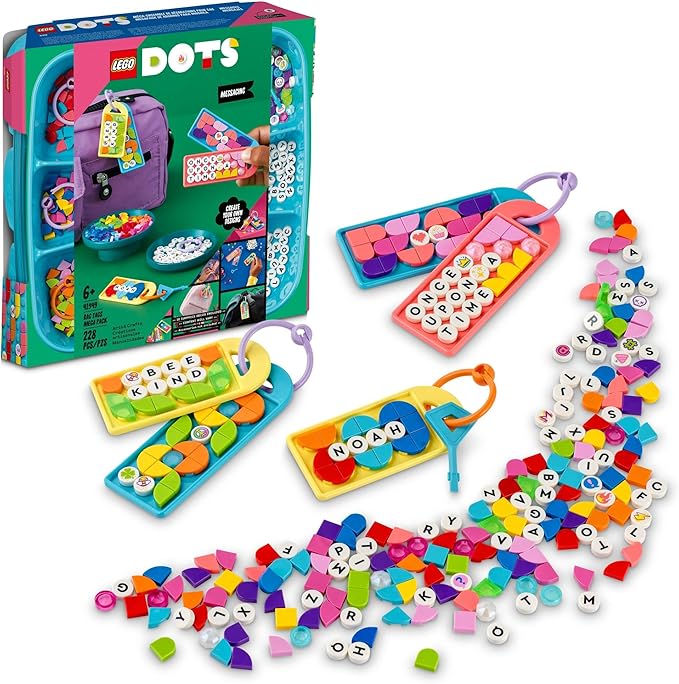 LEGO DOTS Bag Tags Mega Pack – Messaging 41949 DIY Customizable Craft Kit A Creative Activity Toy for Kids Aged 6+ (228 Pieces)