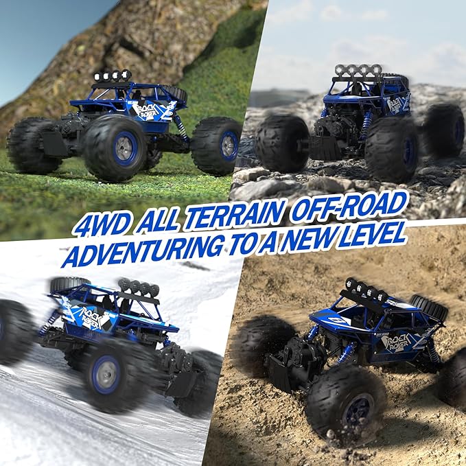 1:10 Scale Remote Control Car 48+ KM/H High Speed Amphibious RC Monster Truck 4WD Waterproof Off RC Road Car 2 Batteries 80Mins Play Toy Gift for Adults Kids Boys Girls