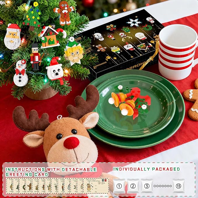 Nubee Christmas Ornaments Building Kit Christmas Tree Wreath Santa Snowman Gingerbread Reindeer Nutcrackers Snowflake 13-in-1. Stocking Stuffers Decor Toys Gifts for Boys Girls Kids.
