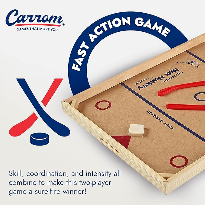 Carrom Champion Nok Hockey Game (Standard Size) — Wooden Board Games for Adults &amp Children — Indoor and Outdoor Games for Family — Sports Board Games