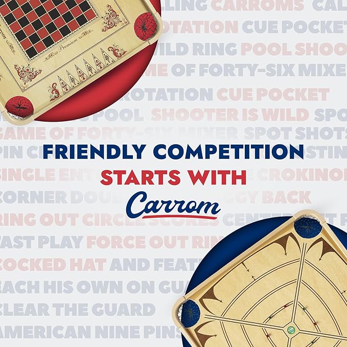 Carrom Board Game Set — Large Board Games for Adults &amp Children — Over 85 Board Games for Family Game Night — All in One Board Game Set