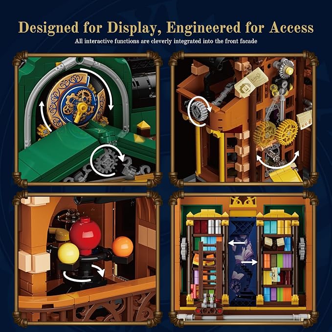 Steampunk Time-Rift Library Lighting Building-Bricks Set 3187 Pcs Modular Building from Chrono Custodians Collection Display Set for Adults and Steampunk Lovers