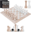 Marble Chess Set 15 Inch Handmade Travertine &amp White Luxury Board Games for Adults Elegant Table top Board Game Travel Chess Pieces &amp Storage Box for Gifts &amp Home Decor
