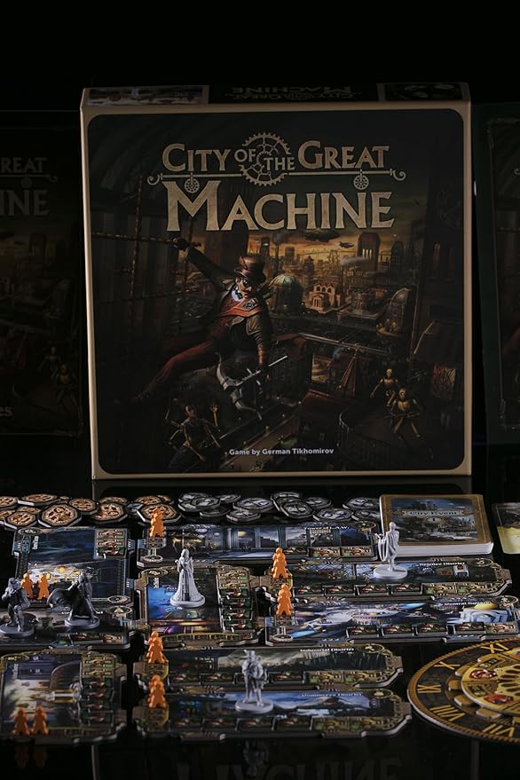 CrowD Games | City of The Great Machine Board Game | 1-4 Players | Ages 14 and up | Steampunk | One-vs-Many | Hidden Movement | Cooperative Board Games | Strategy Board Games | Playtime 45-90 min
