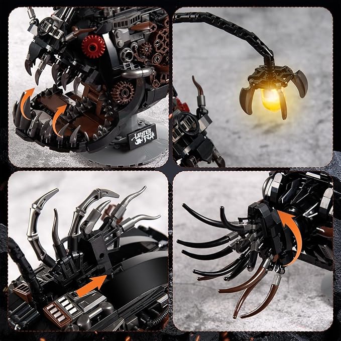 Mechanical Lantern Fish Building Set Compatible with Lego for Adult Creative Ocean Perfect as an Office or Home décor for Adults(1038PCS)